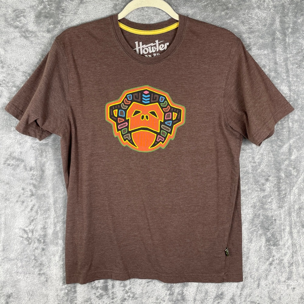 Howler Bros Graphic T Shirt Mens Medium Brown Excellent Monkey Logo Short Sleeve